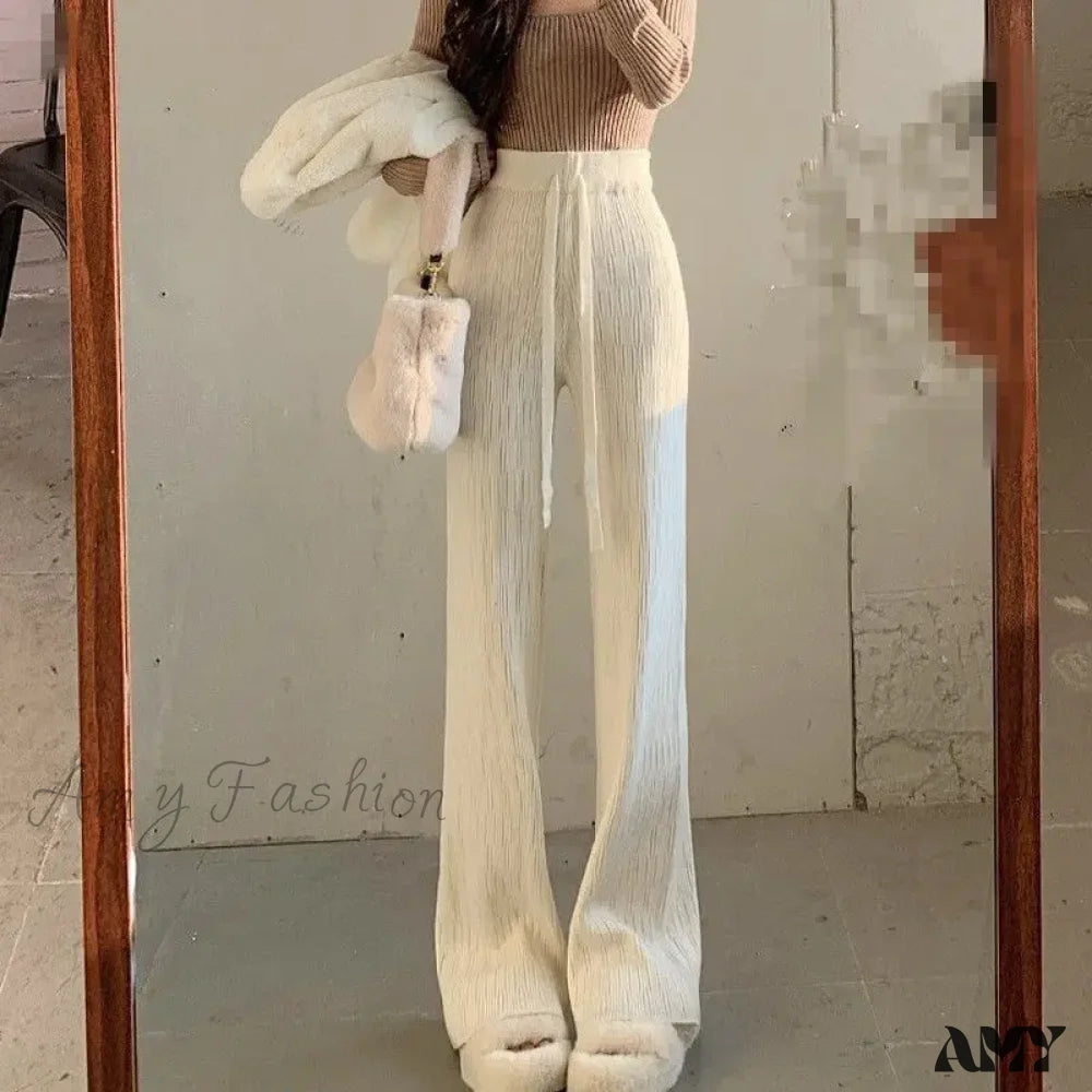 High-Waisted Thin Casual Trendy Drape Wide-Leg Pants