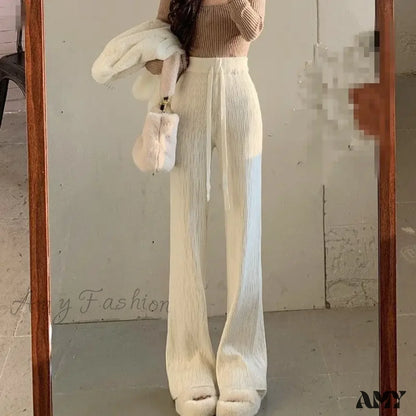 High-Waisted Thin Casual Trendy Drape Wide-Leg Pants