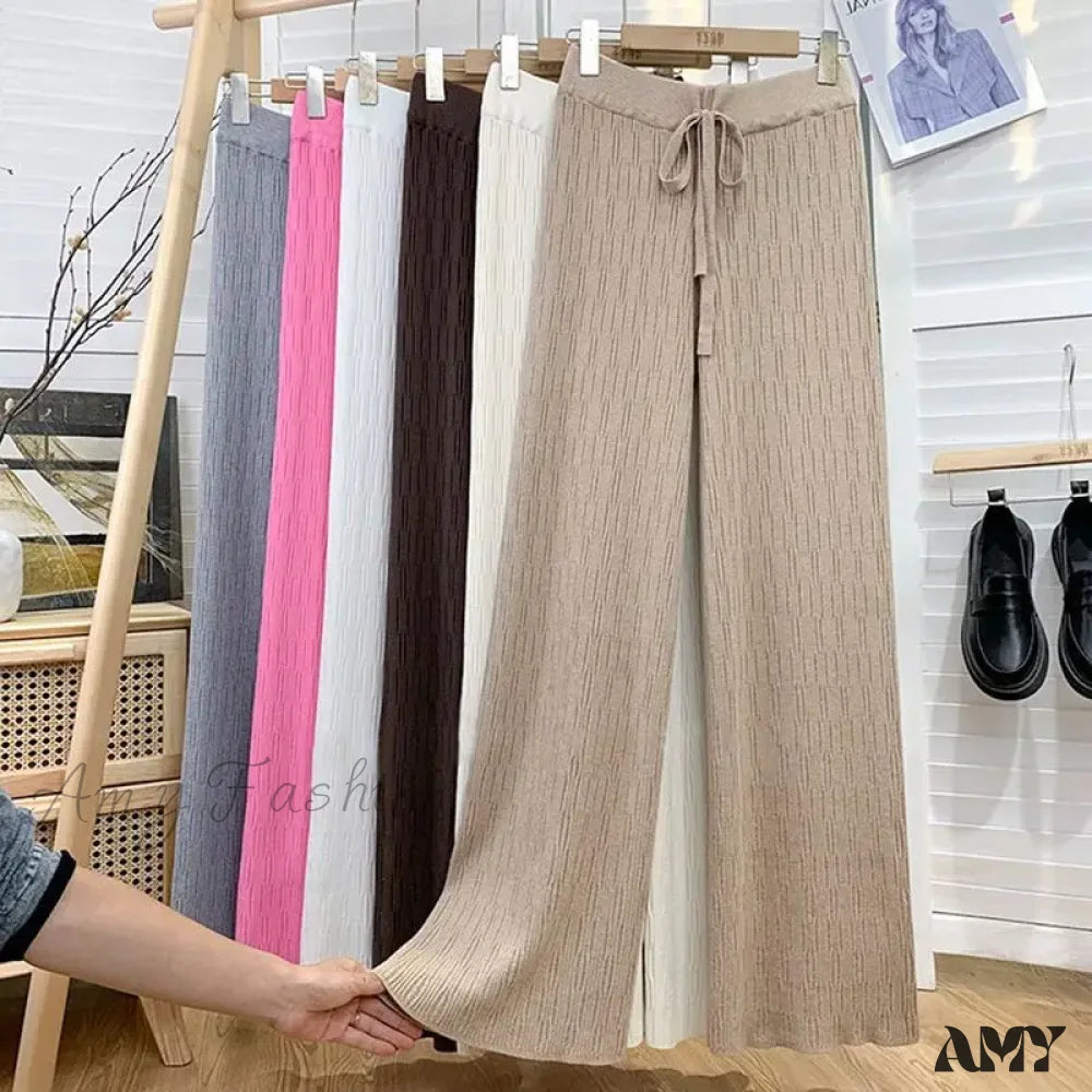 High-Waisted Thin Casual Trendy Drape Wide-Leg Pants