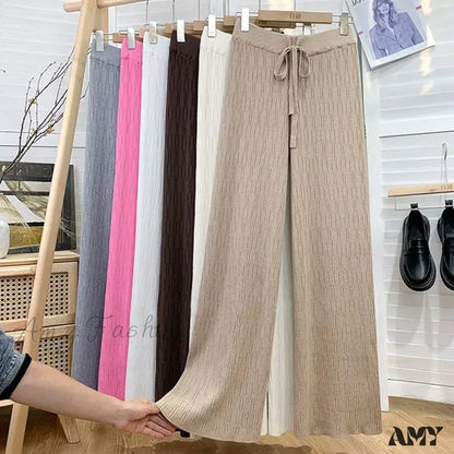 High-Waisted Thin Casual Trendy Drape Wide-Leg Pants