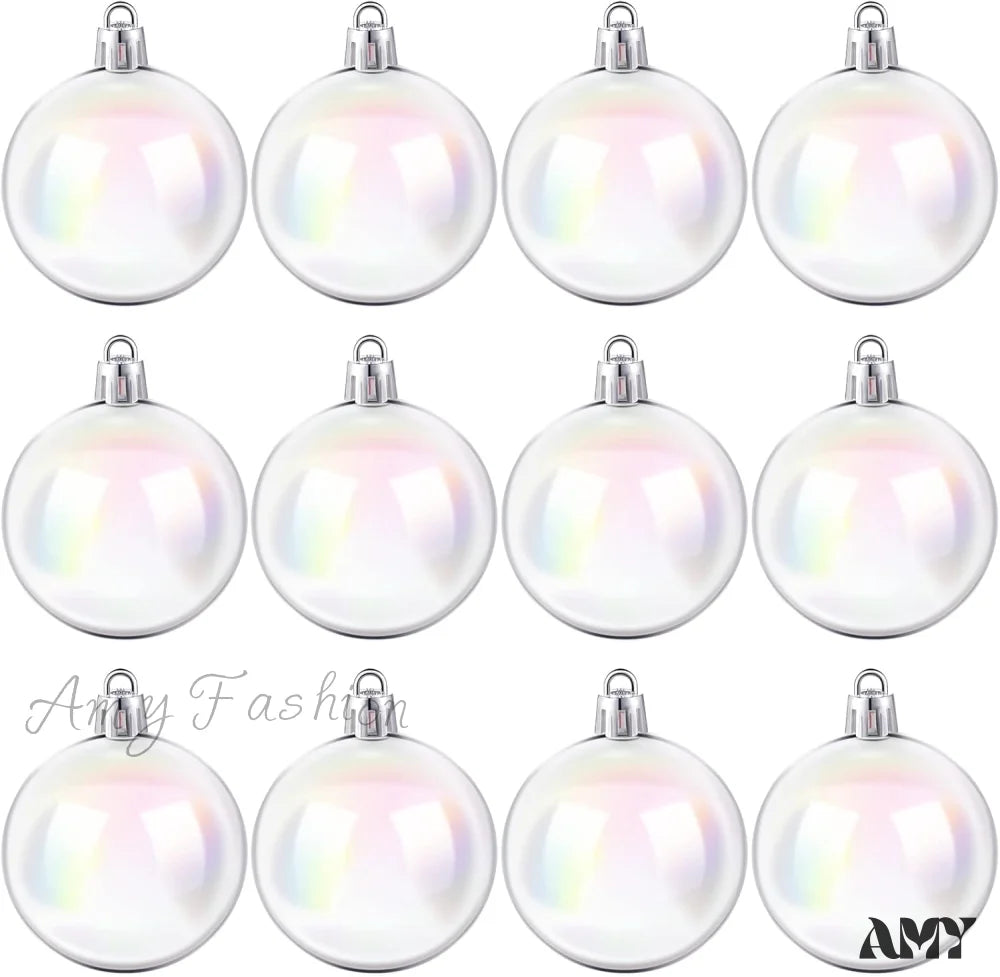 Iridescent Plastic Clear Bubble Hanging Ornaments - 24 Pcs 1.57 Inch 12 / 1.18