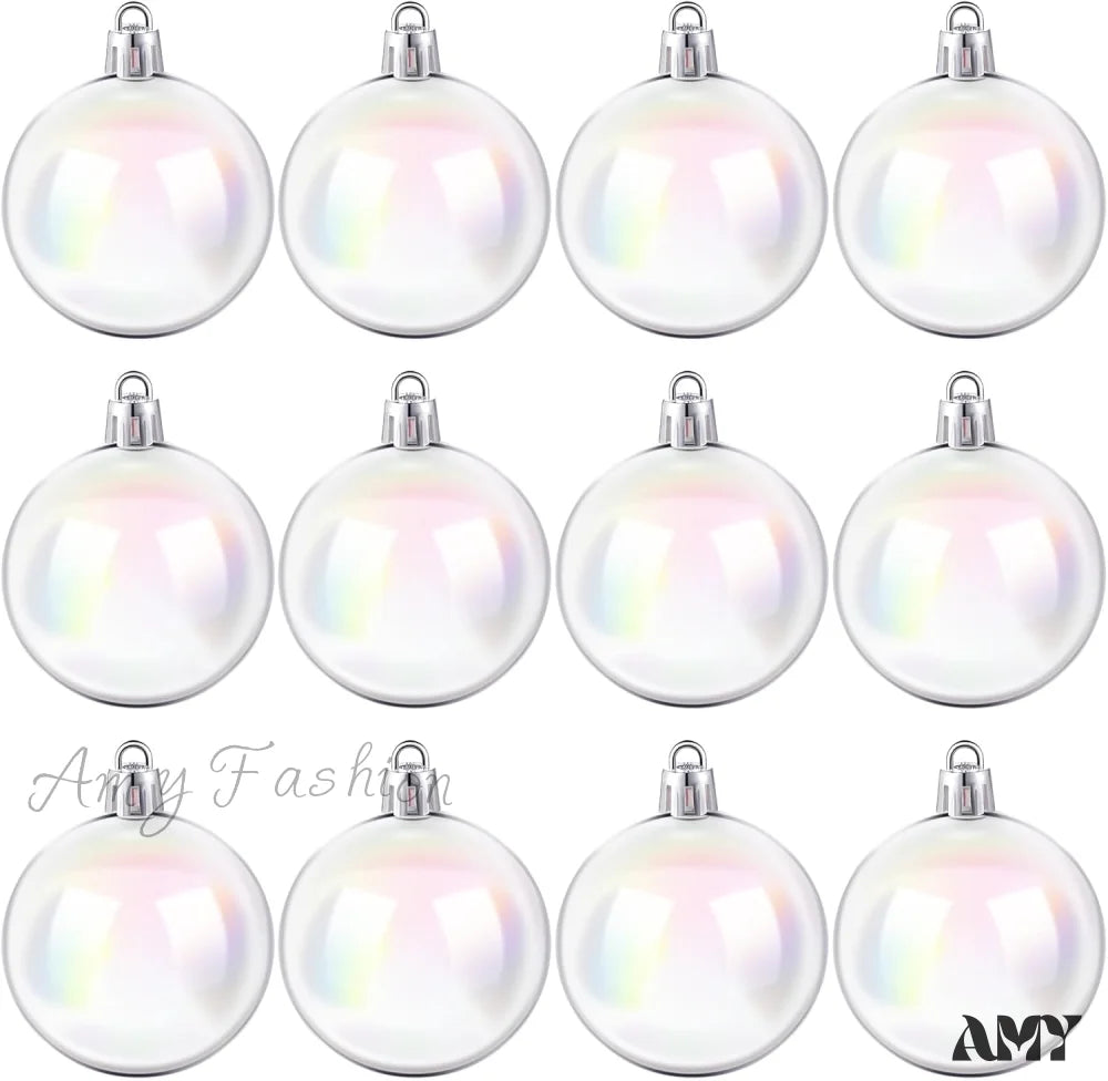 Iridescent Plastic Clear Bubble Hanging Ornaments - 24 Pcs 1.57 Inch / 1.18