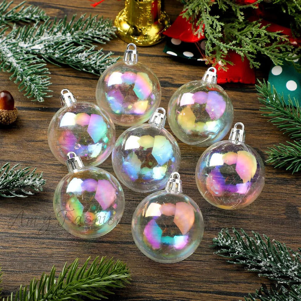 Iridescent Plastic Clear Bubble Hanging Ornaments - 24 Pcs 1.57 Inch