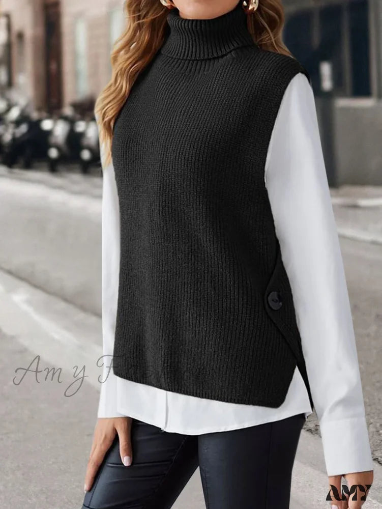 Knitted Vest New Fashion Winter Autumn Loose Fit Sleeveless Sweater