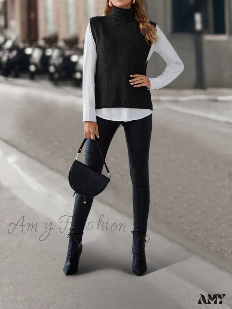 Knitted Vest New Fashion Winter Autumn Loose Fit Sleeveless Sweater