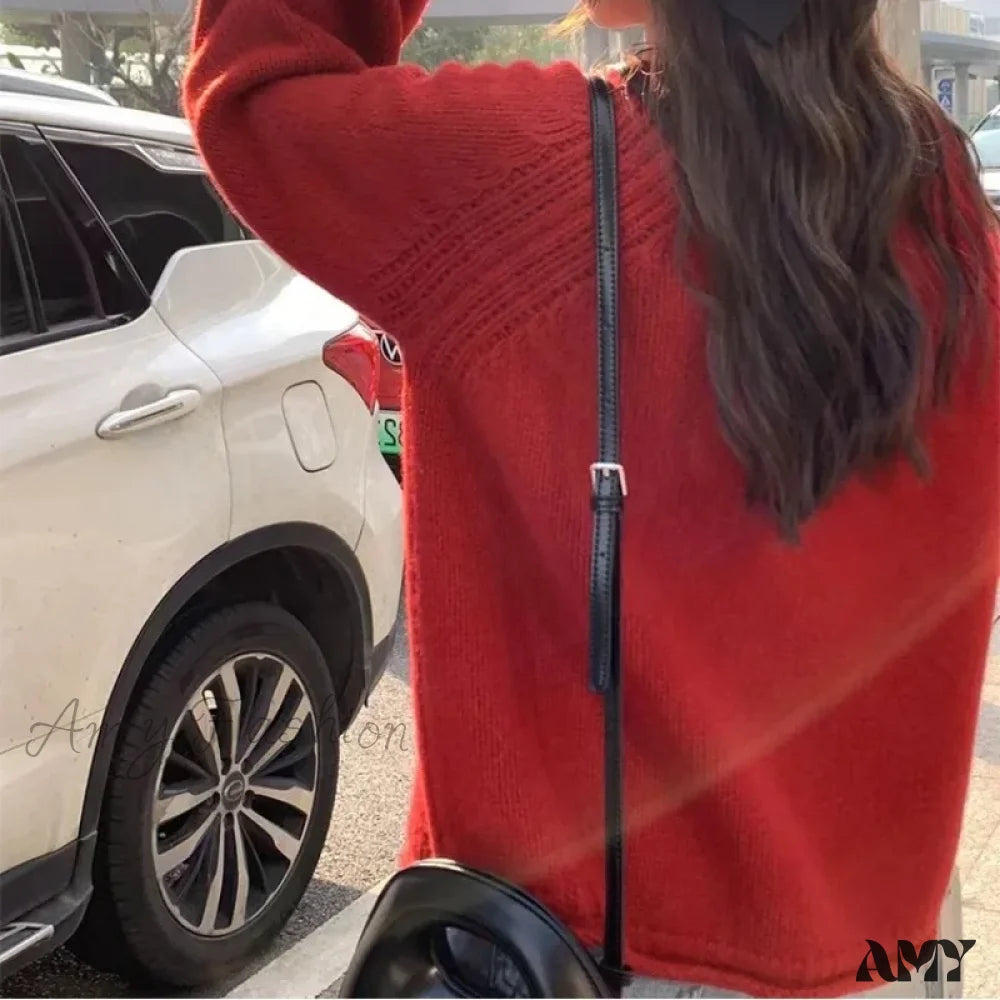 Korean Knitted Pullover Women O-Neck Jumper Long Sleeve Autumn Winter Cozy Loose Stylish Chic