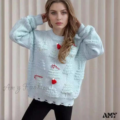 Korean Style Casual Loose Jumper With Chic Bow Christmas Sweater