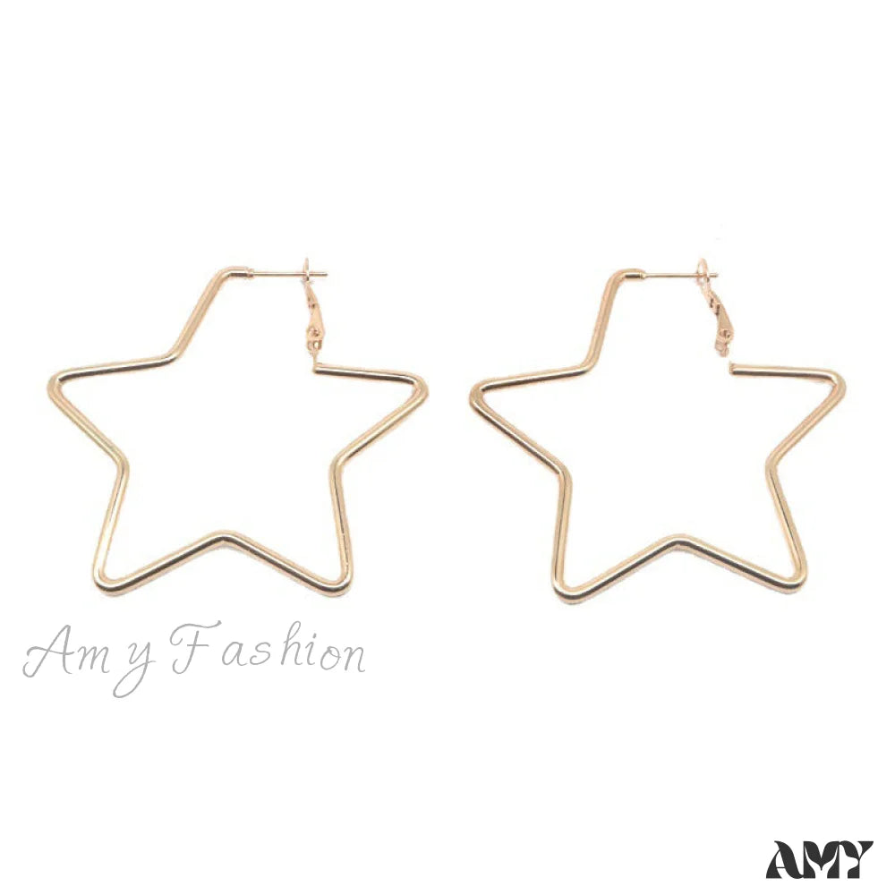 Korean Style Five-Pointed Star Delicate Hoop Rose Gold 2Mmx50Mm