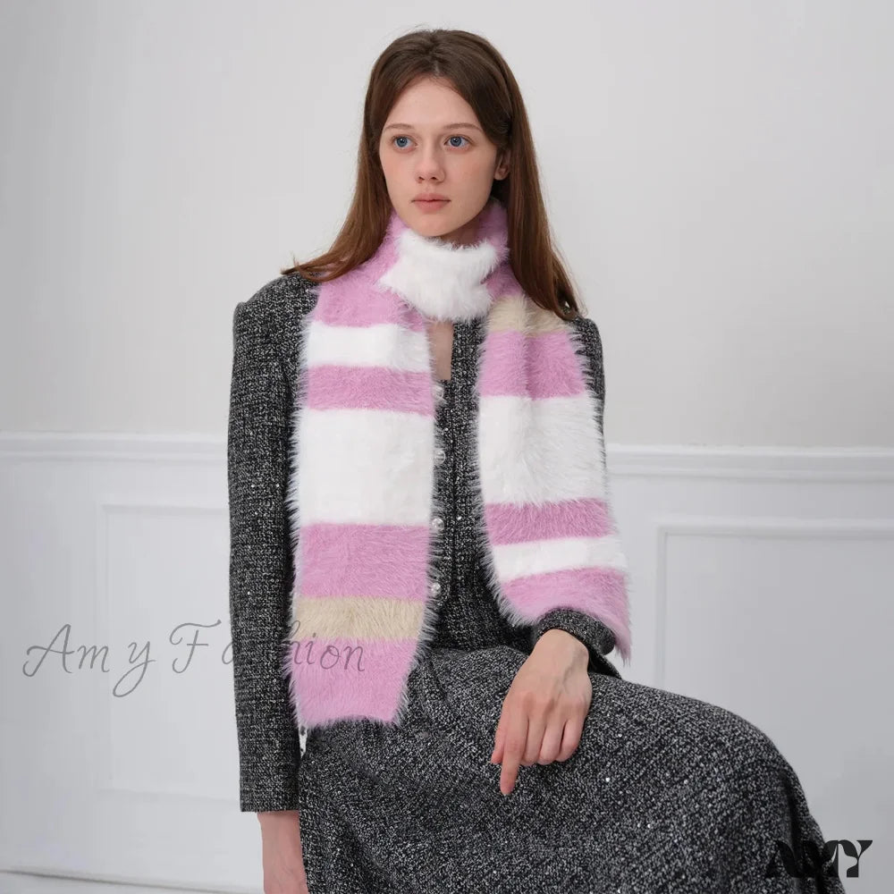 Korean Style Soft Warm Stripe Knitted Scarf For Autumn/Winter