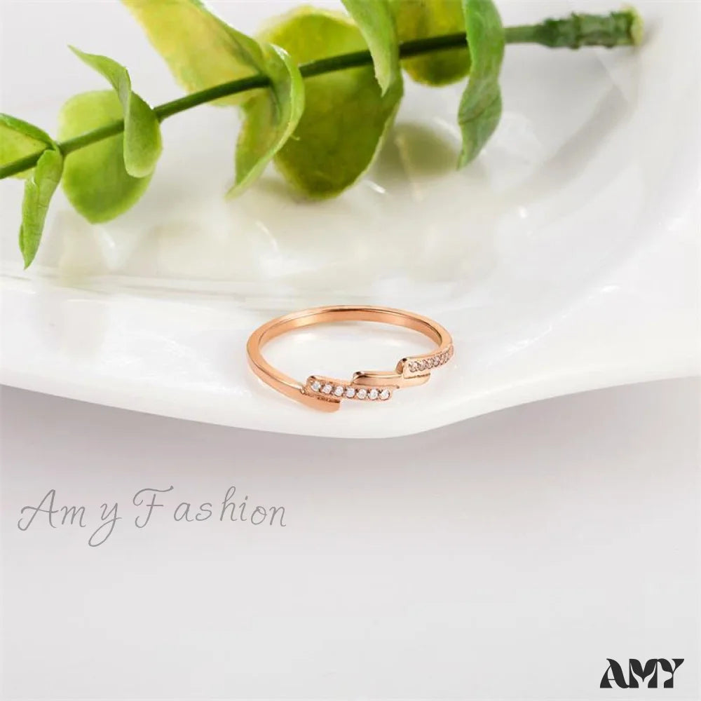 Korean Style Titanium Steel Diamond Ring