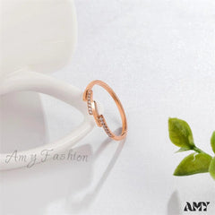 Korean Style Titanium Steel Diamond Ring