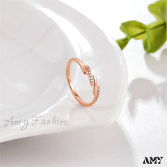 Korean Style Titanium Steel Diamond Ring