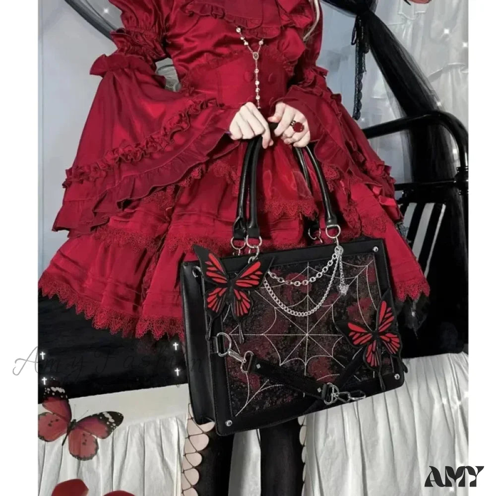 Labyrinth Diy Lolita Butterfly Spider Y2K Chain Bag Transparent Web Gothic