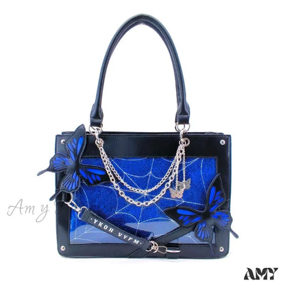 Labyrinth Diy Lolita Butterfly Spider Y2K Chain Bag Transparent Web Gothic Black Blue