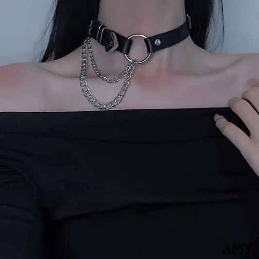 Leather Irregular Necklace Choker Gothic Punk Pu