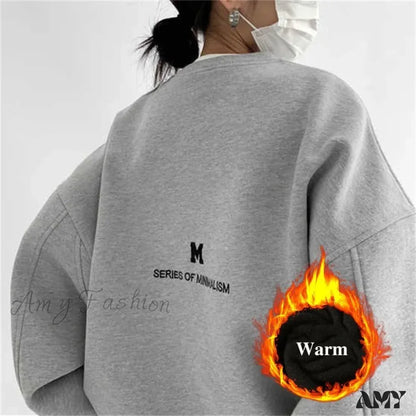 Letter Embroidery Oversize Long Sleeve Loose Streetwear Hoodie