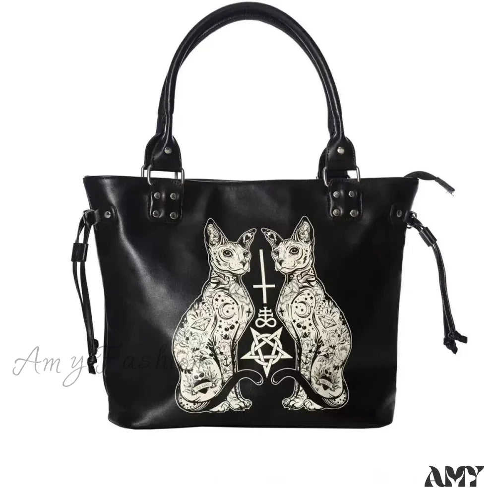 Lolita Leather Punk Capacity Gothic Grunge Large High Y2K Black Street Bag