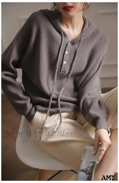 Long Sleeve Cashmere Hoodie Autumn Winter Hooded Sweater