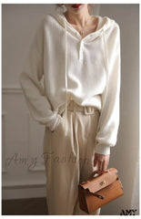 Long Sleeve Cashmere Hoodie Autumn Winter Hooded Sweater