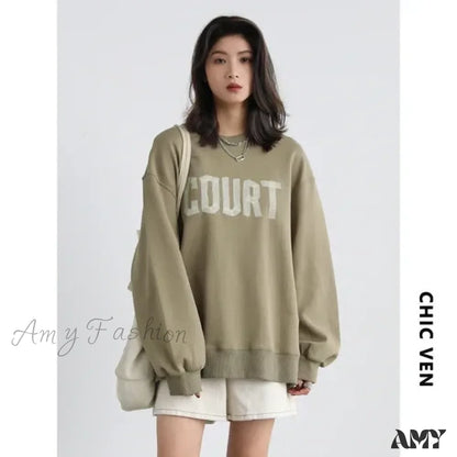 Loose Casual New Trendy Stylish Comfortable Cozy Elegant Hoodies Army Green / L