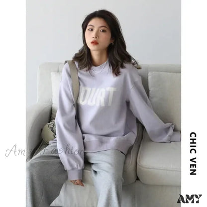 Loose Casual New Trendy Stylish Comfortable Cozy Elegant Hoodies Light Purple / L