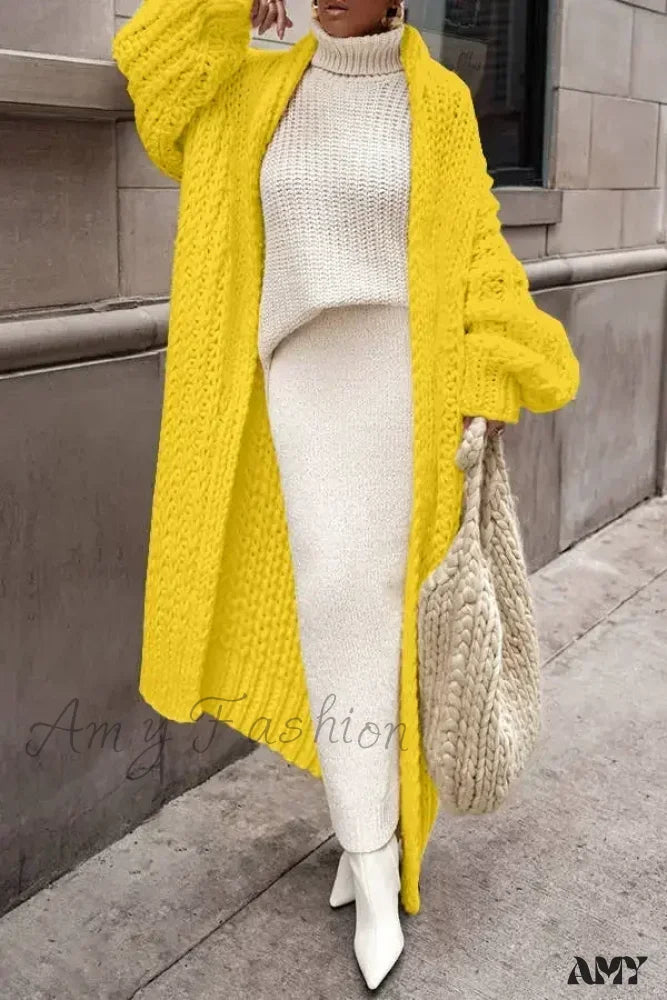 Loose Knitted Cardigan Women 2024 Autumn Winter Elegant Long Outerwear Stylish Chic Cozy