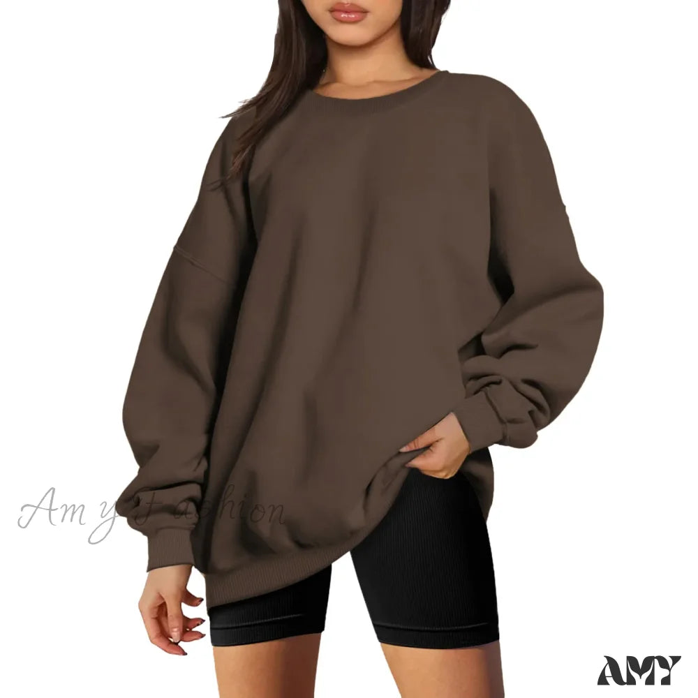 Loose Oversized Cozy Comfortable Classic Chic Trendy Hoodies Coffee / S