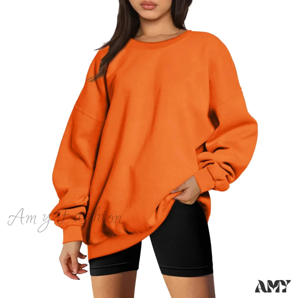 Loose Oversized Cozy Comfortable Classic Chic Trendy Hoodies Orange / S