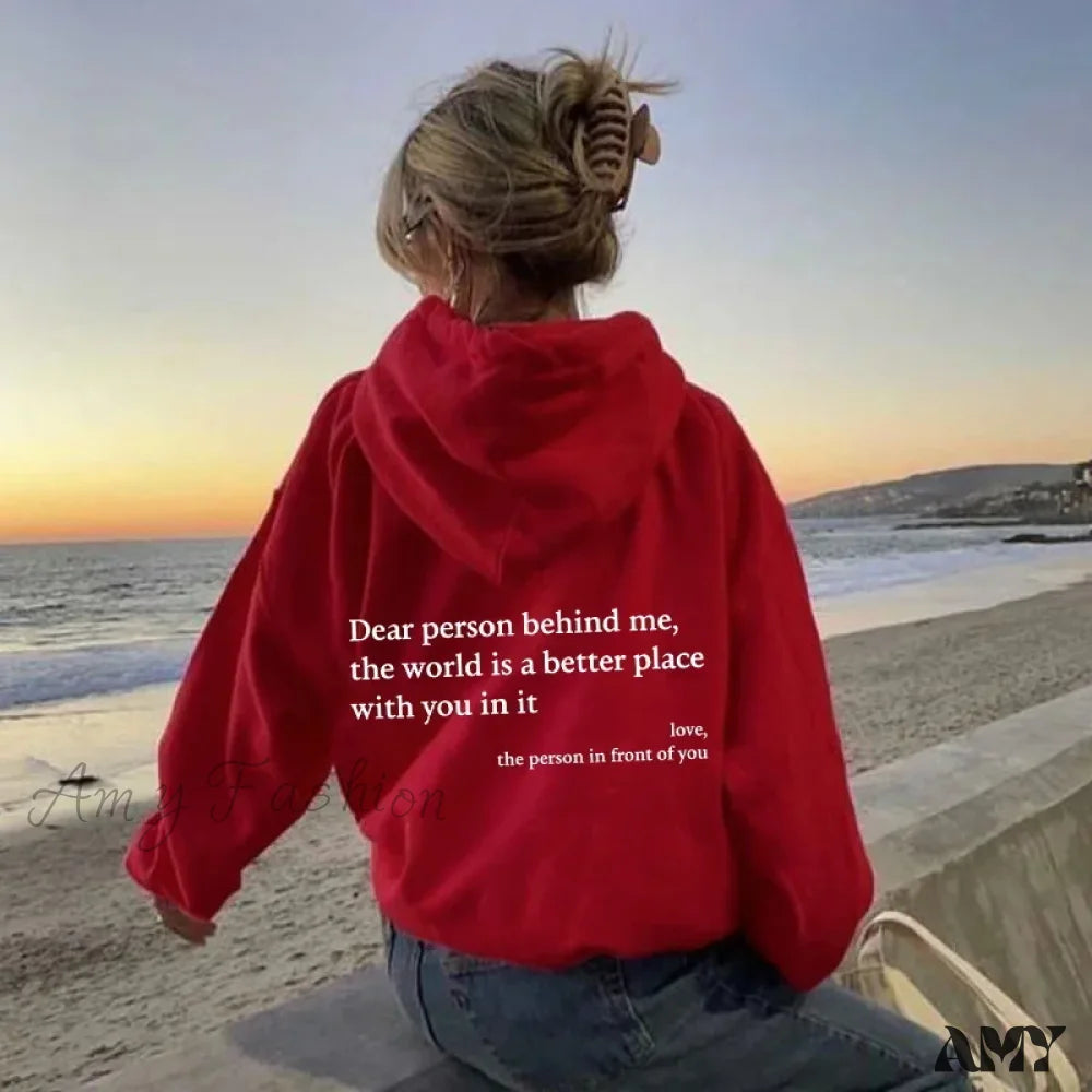 Love Solid Color Comfortable Soft Casual Stylish Cozy Hoodies Red / S