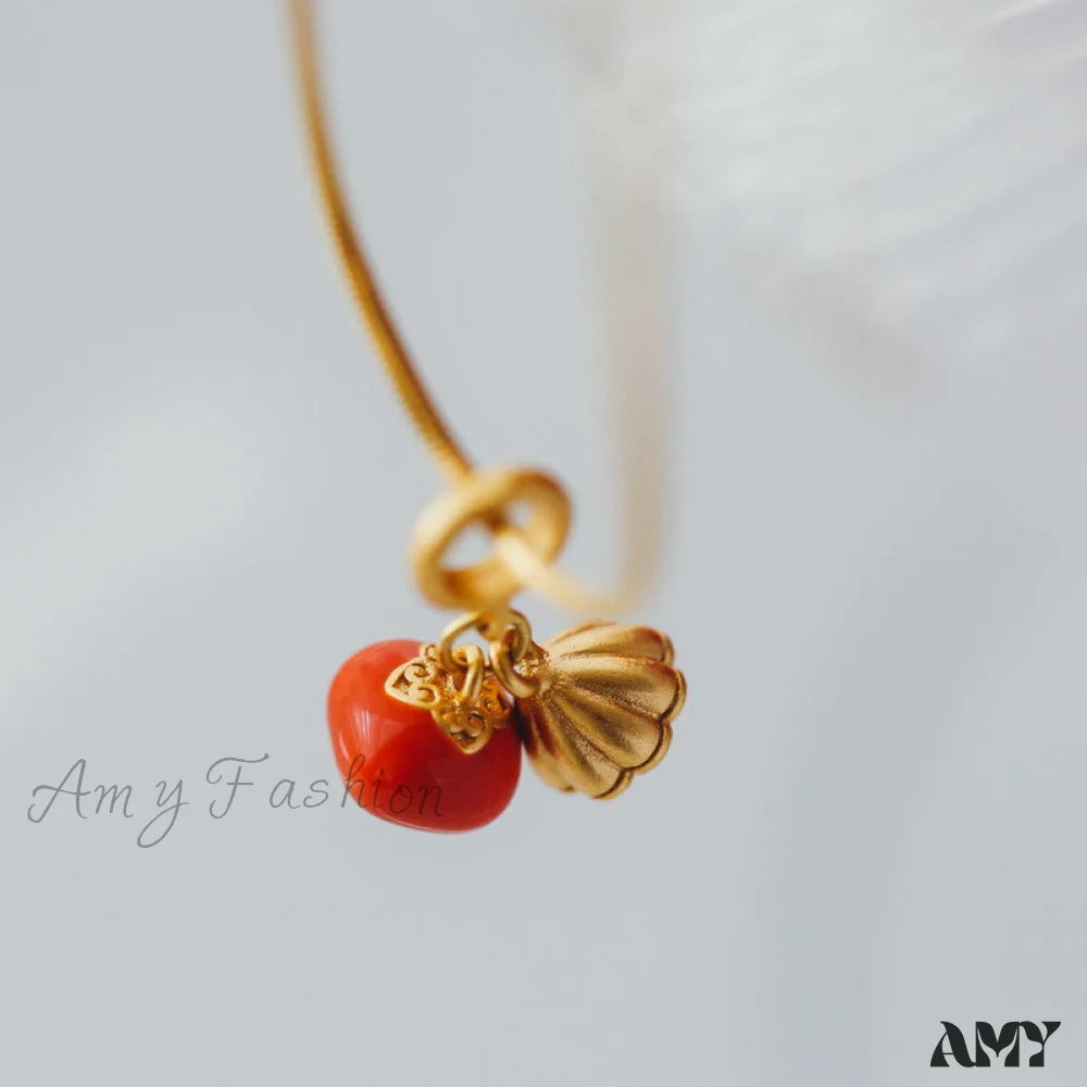 Lucky Orange Red Persimmon Anklet