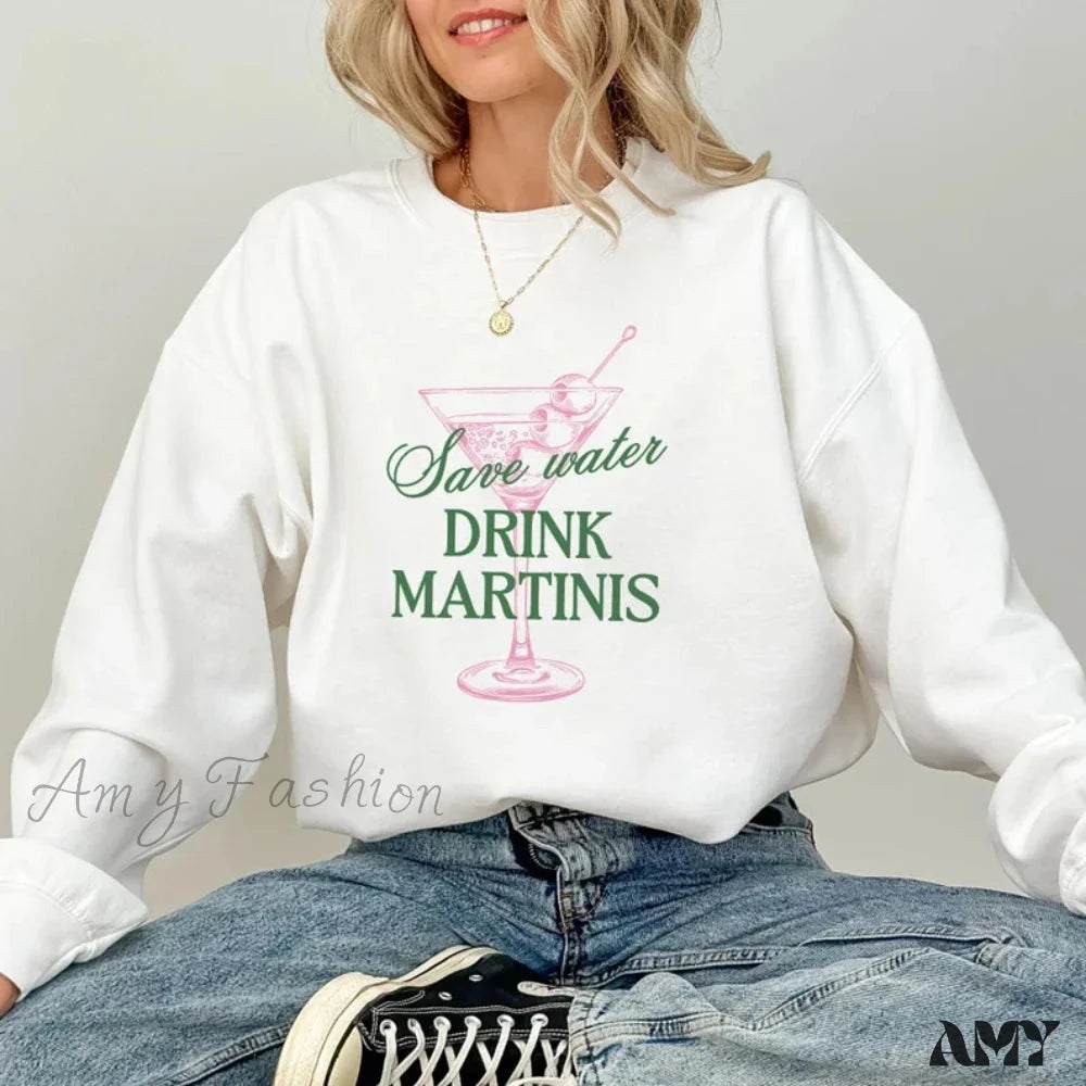 Martini Save Water Dirty Cocktail Funny Tini Time Christmas Hoodie White / S