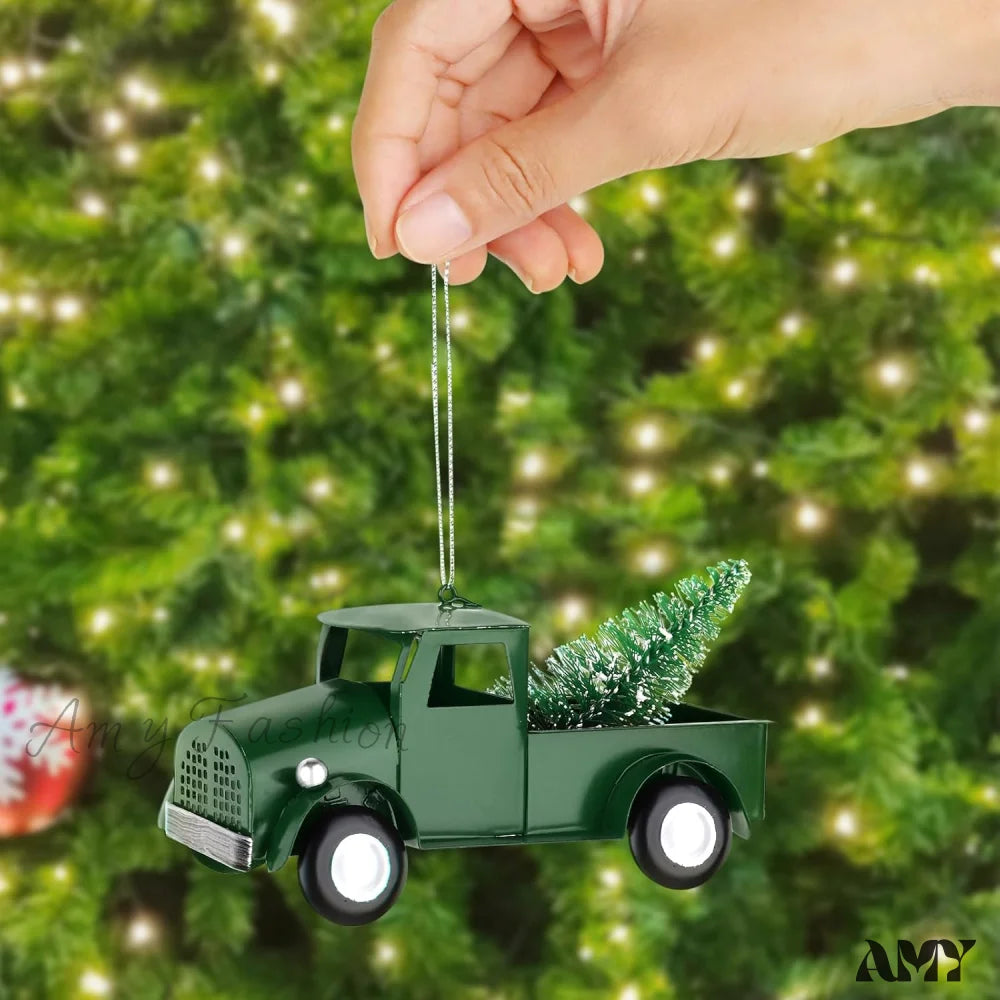 Metal Pickup Truck Christmas Tree Ornaments - Set Of 3