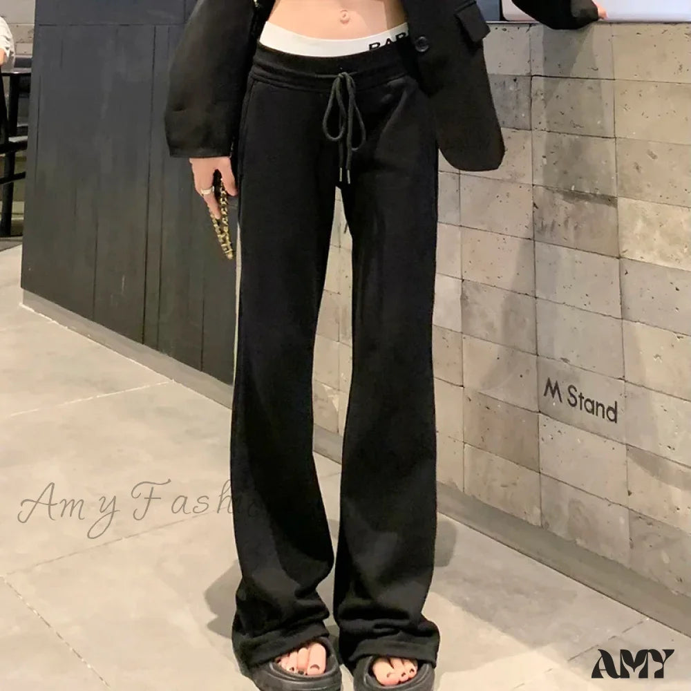 Micro Flare Draping Slim High-Waisted Loose Casual Pants