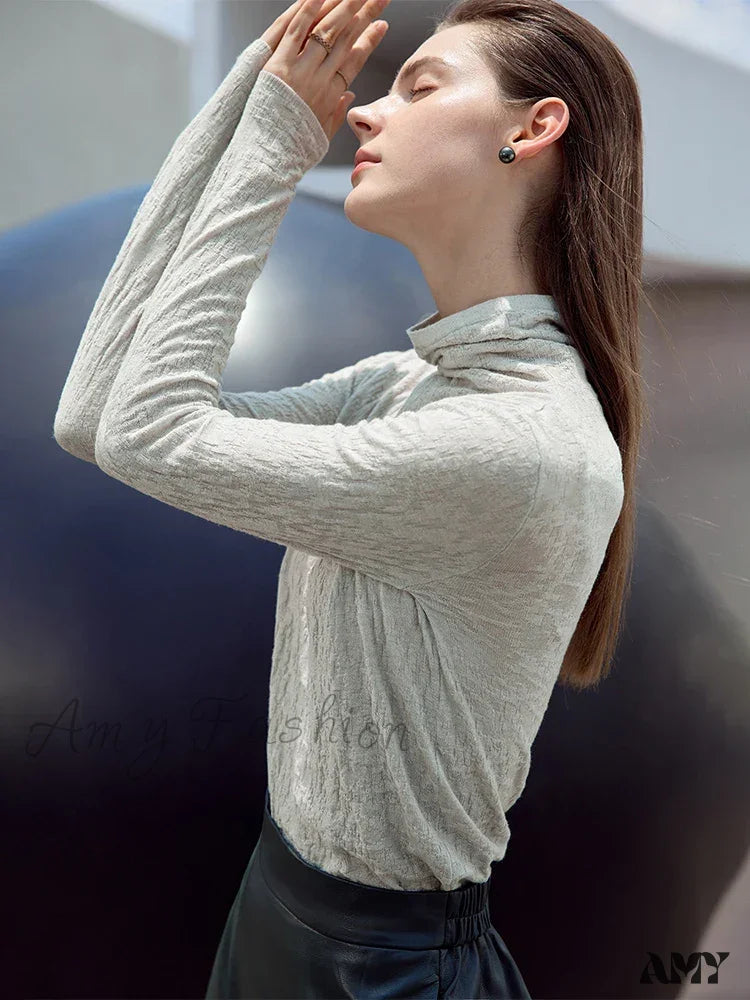 Minimalist 2024 Autumn Winter Slim Warm Solid Long Sleeve Simple Stylish Chic Comfortable Cozy