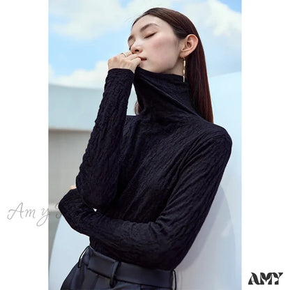 Minimalist 2024 Autumn Winter Slim Warm Solid Long Sleeve Simple Stylish Chic Comfortable Cozy