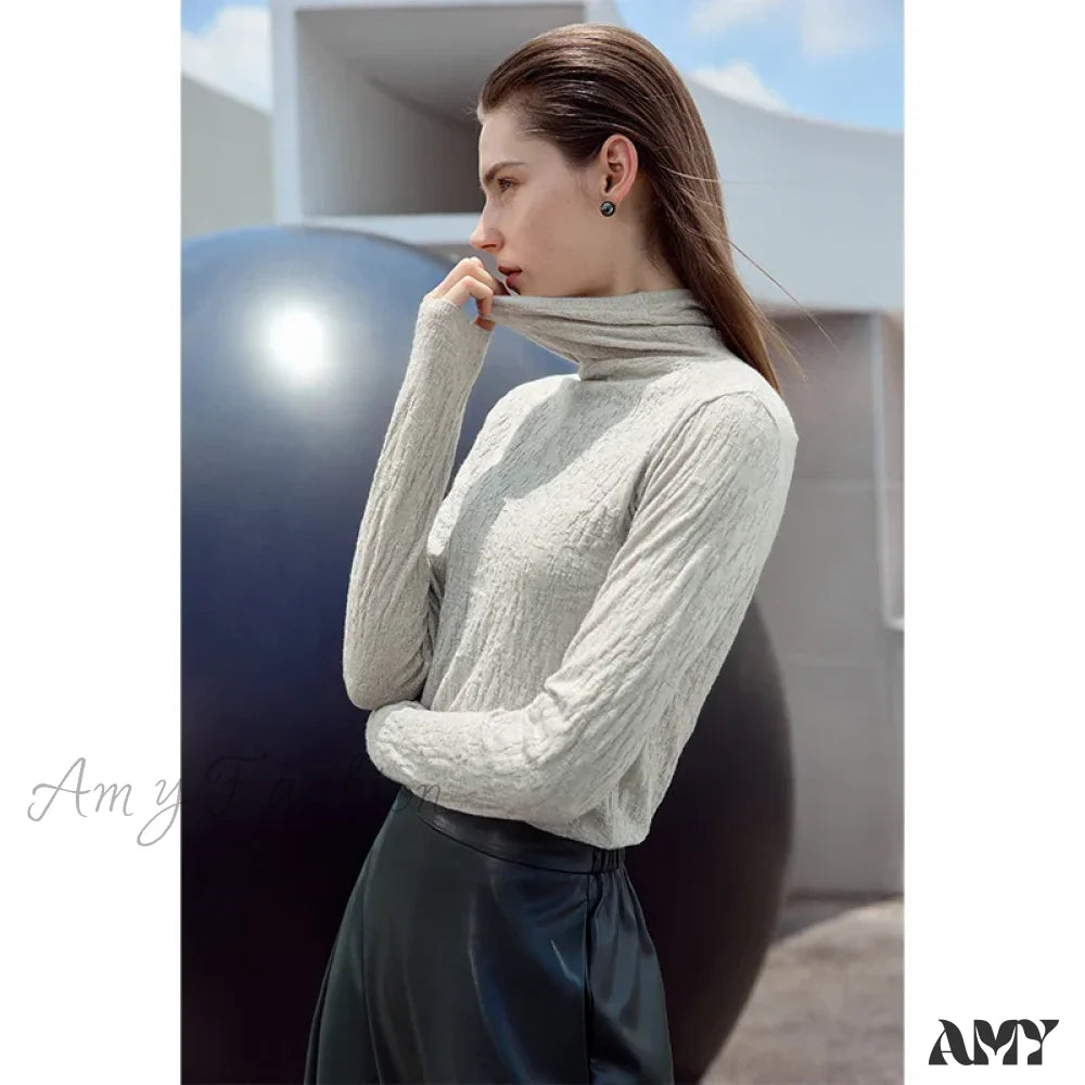 Minimalist 2024 Autumn Winter Slim Warm Solid Long Sleeve Simple Stylish Chic Comfortable Cozy