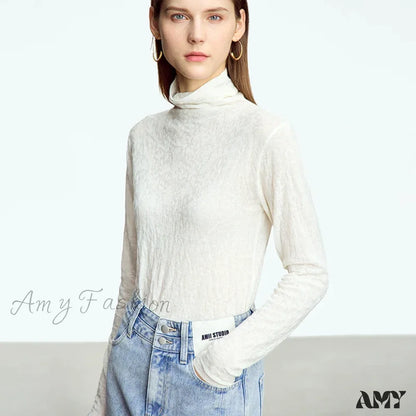 Minimalist 2024 Autumn Winter Slim Warm Solid Long Sleeve Simple Stylish Chic Comfortable Cozy