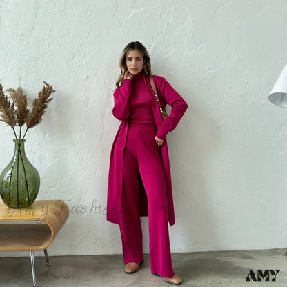 Minimalist Casual Knit Three-Piece Simple Suit