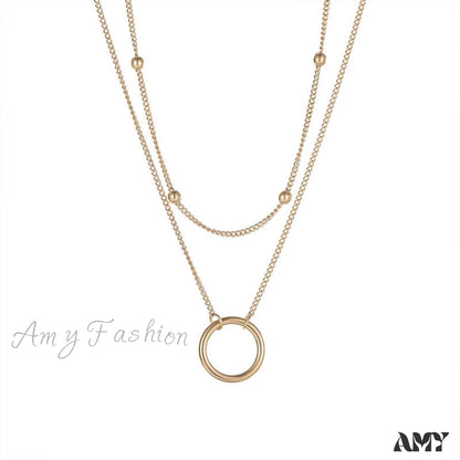 New Arrival Double Layer Circle Pendant Necklaces