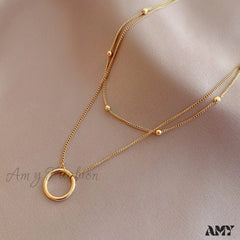 New Arrival Double Layer Circle Pendant Necklaces