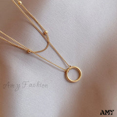 New Arrival Double Layer Circle Pendant Necklaces Gold