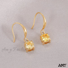 New Arrival Titanium Steel Colorful Stone Earrings