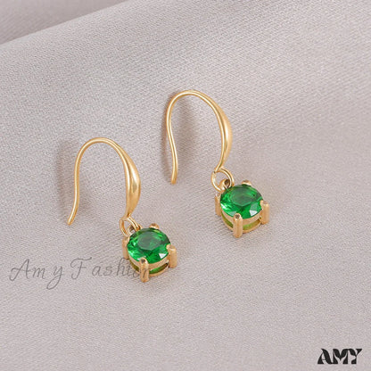 New Arrival Titanium Steel Colorful Stone Earrings Green