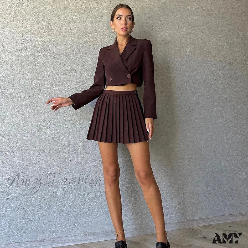 New Fashion Slim Long Sleeve Pleated Suit