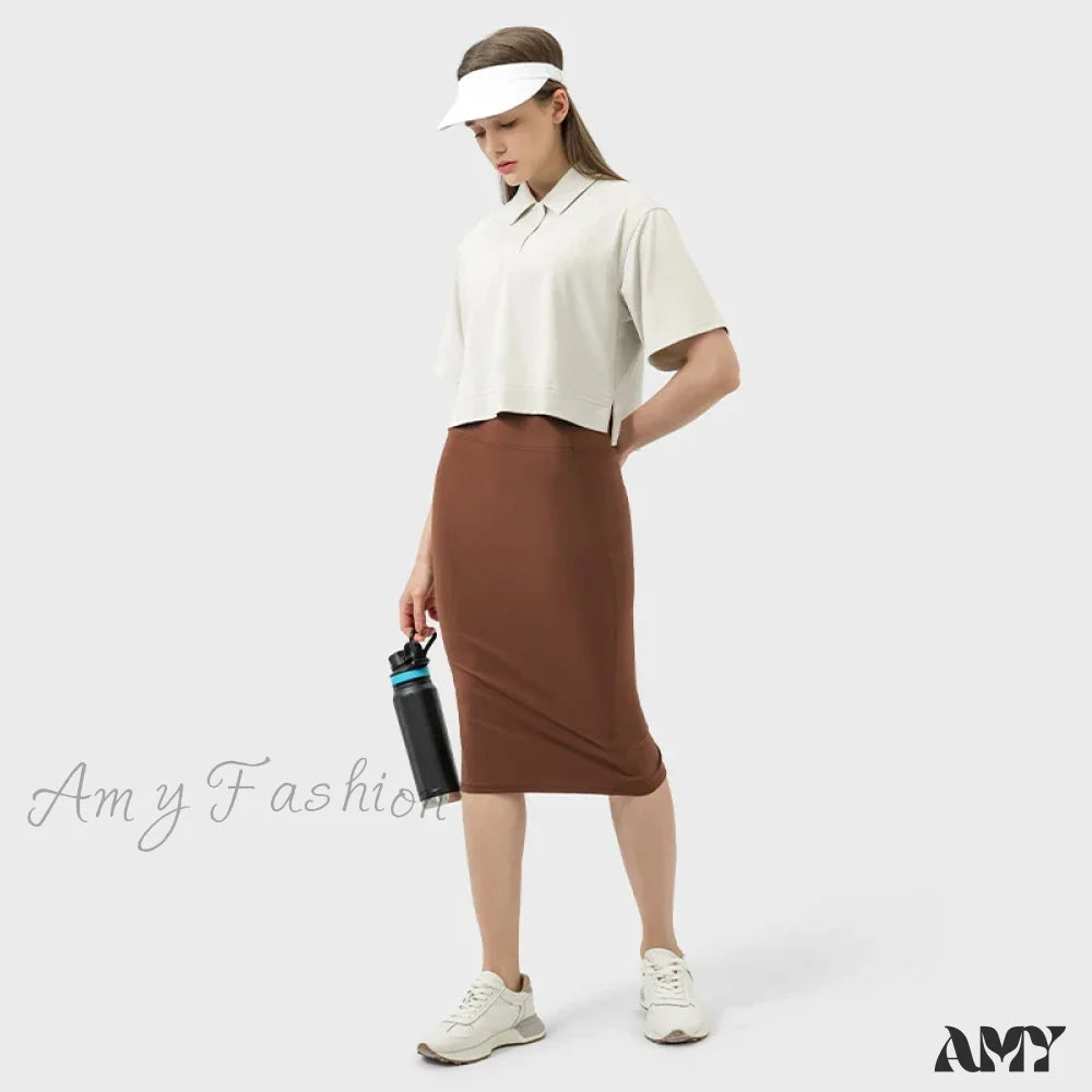 New Lemon Golf Wear Outdoor Sports Tennis Sexy Hip Split Tail Casual Commuting Skirt