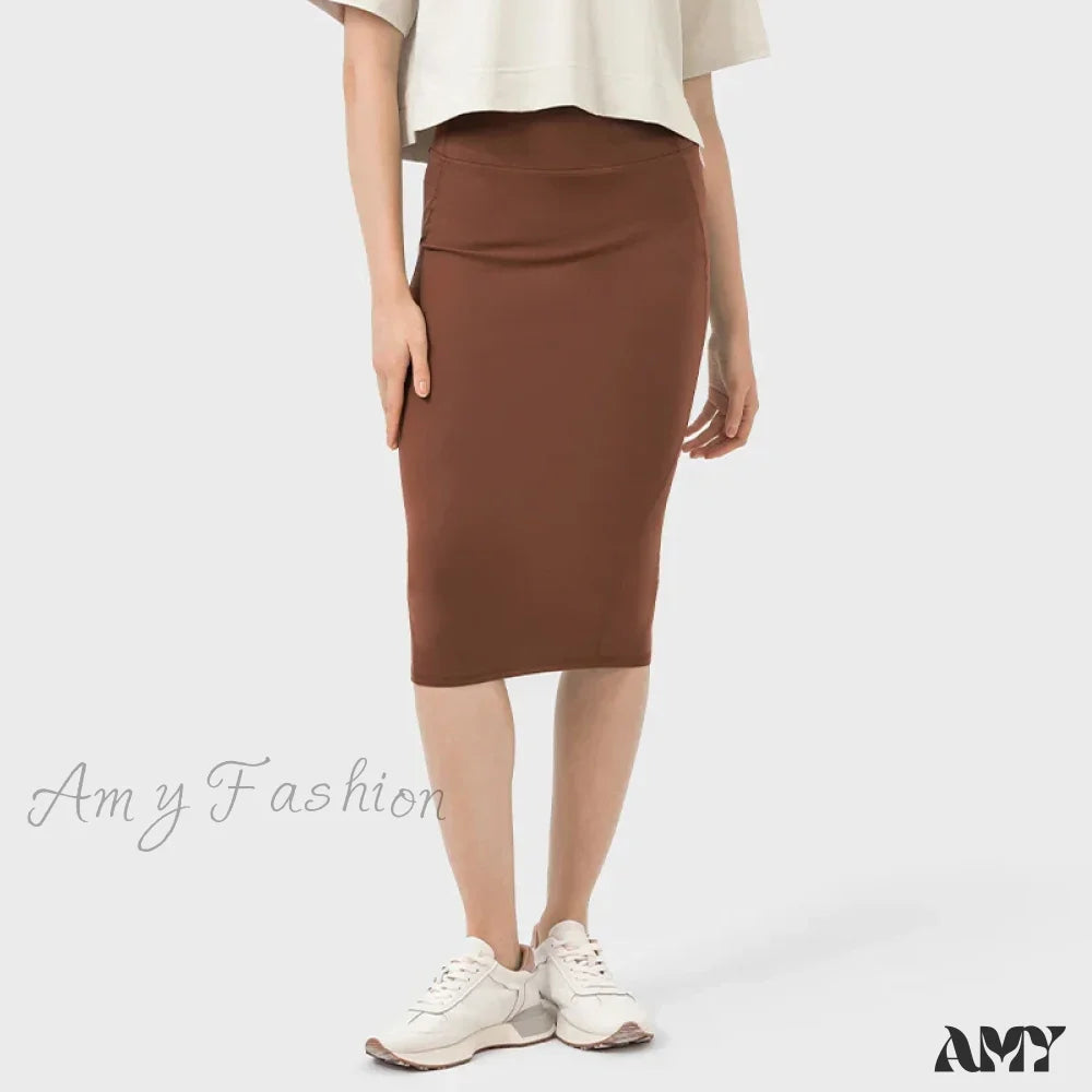 New Lemon Golf Wear Outdoor Sports Tennis Sexy Hip Split Tail Casual Commuting Skirt Khaki / S