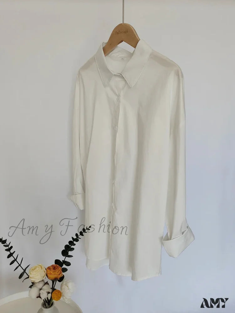 New Orange Oversize Cotton Candy Color Basic Button Down Blouse