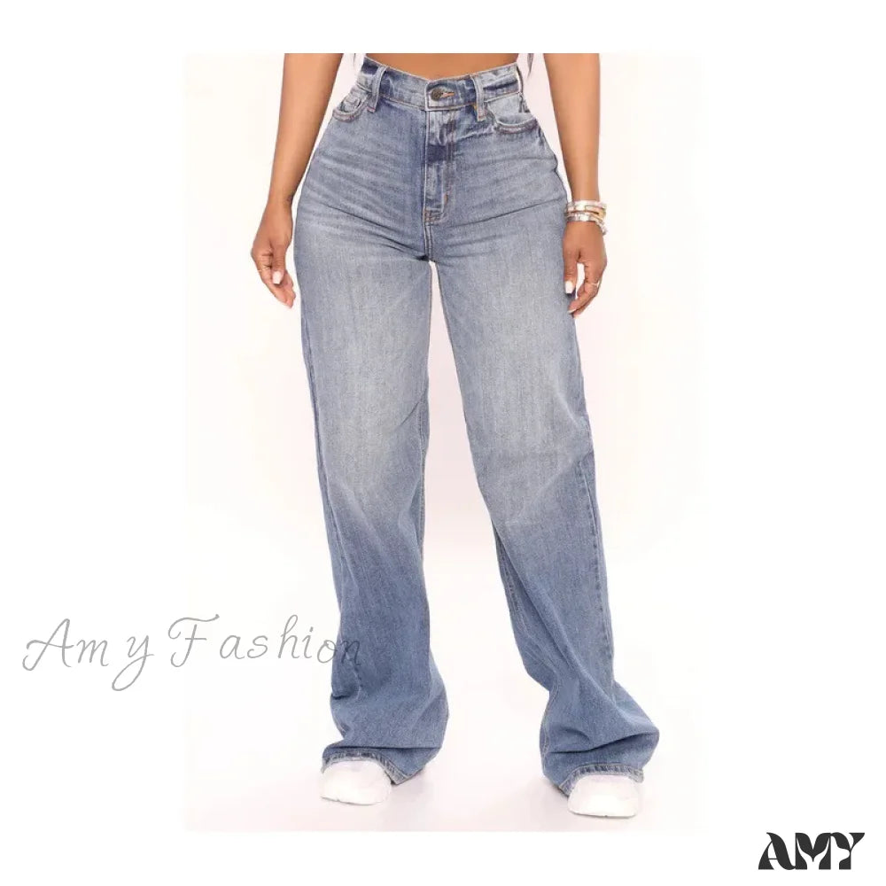 New Y2K High Waist Baggy Fashion Loose Wide Leg Casual Denim Female Jean