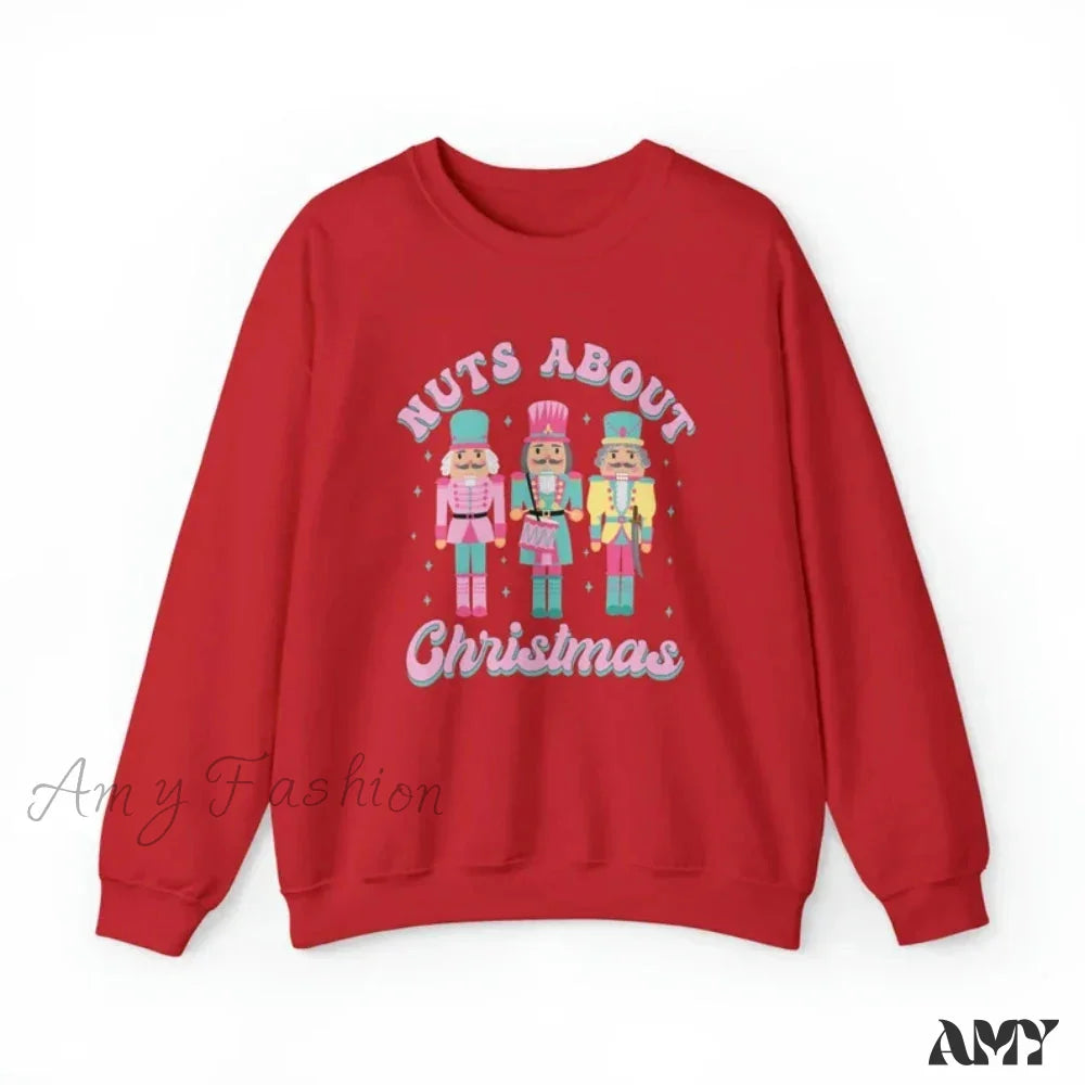 Nutcracker Christmas Crewneck Sweater Vintage Pullover Red / S