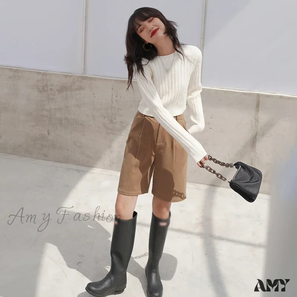 O-Neck Knitted Autumn Winter Solid Colour Casual Basic Elegant Sweater